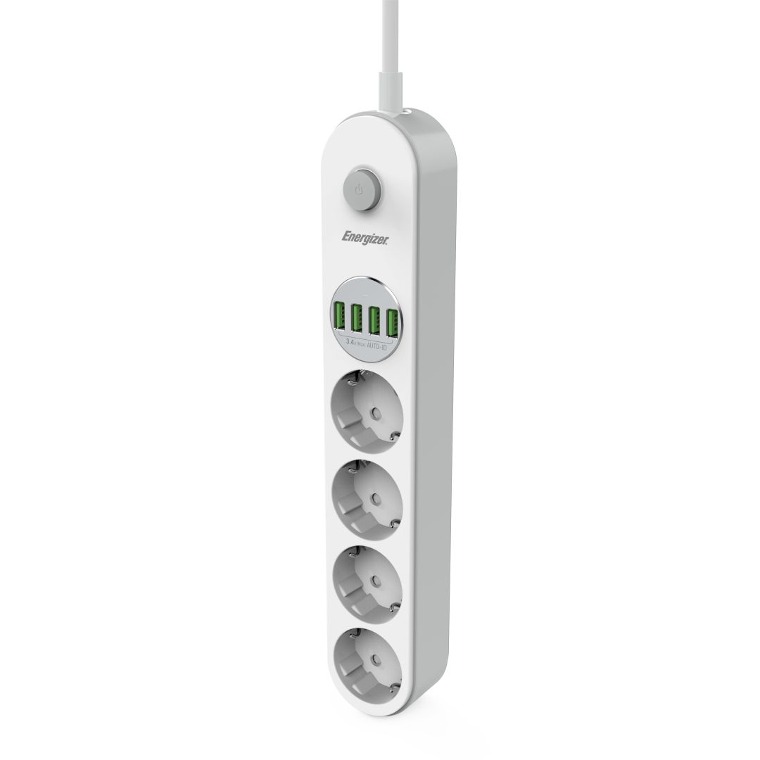 Energizer EPB2500W00EU Hálózati Elosztó Kapcsolóval 4DIN 2m White
