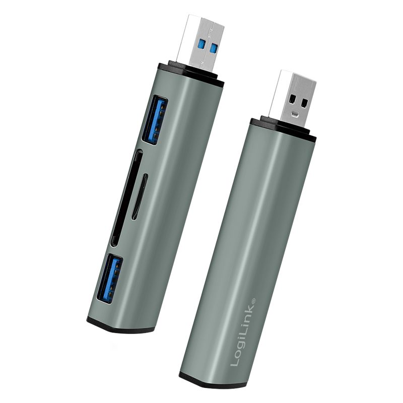 Logilink UA0394 USB 3.2 Gen2 2-port hub with card readers Aluminium