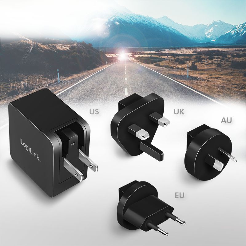 Logilink USB socket travel adapter Black