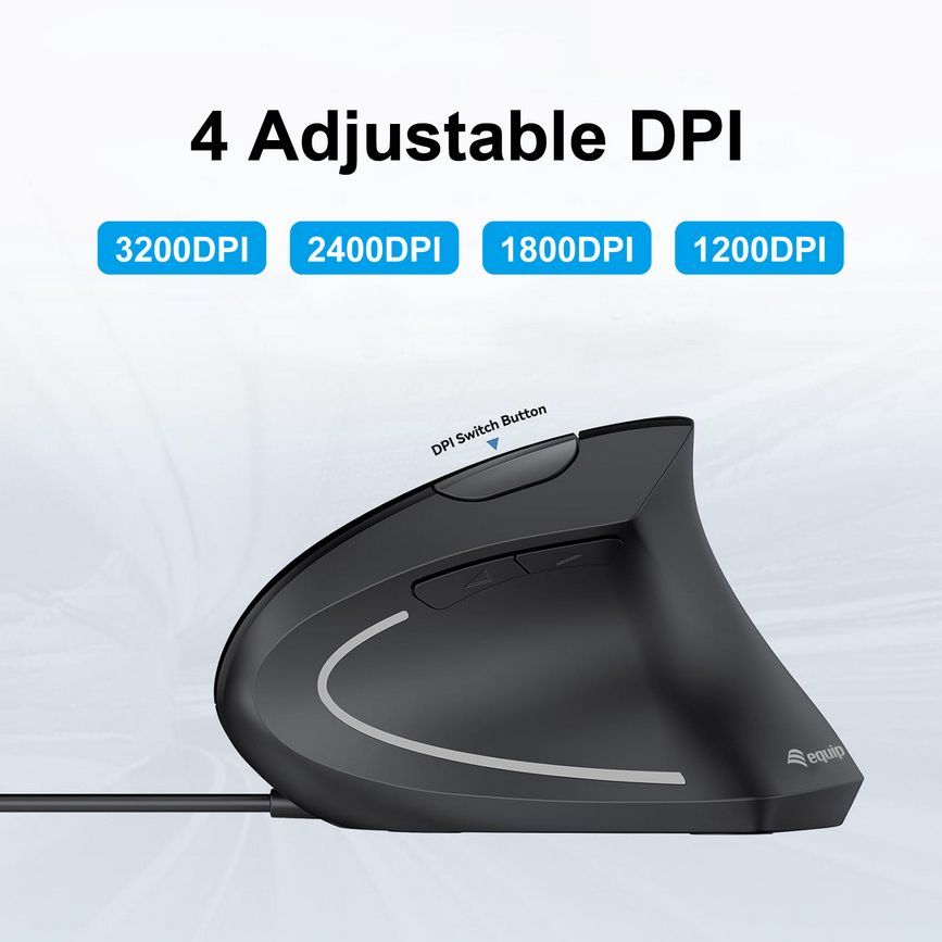 EQuip Vertical Ergonomic Wired Mouse Black
