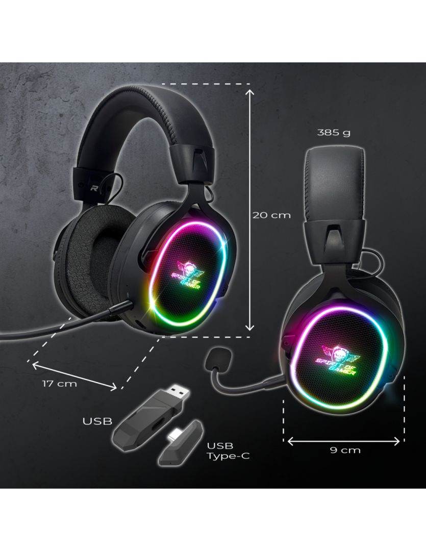 Spirit Of Gamer XPERT XH1200 Wireless Bluetooth RGB Gaming Headset Black