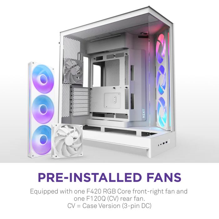 NZXT H9 Flow RGB Tempered Glass White