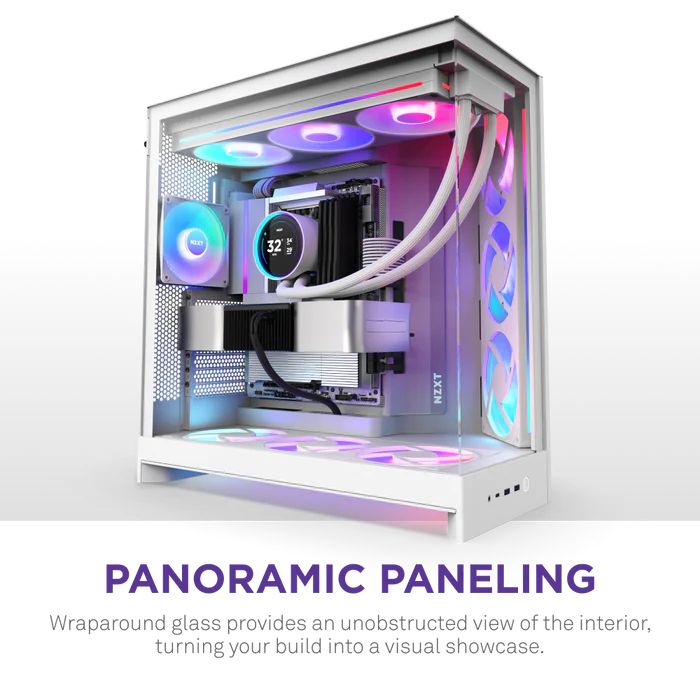 NZXT H9 Flow RGB Tempered Glass White