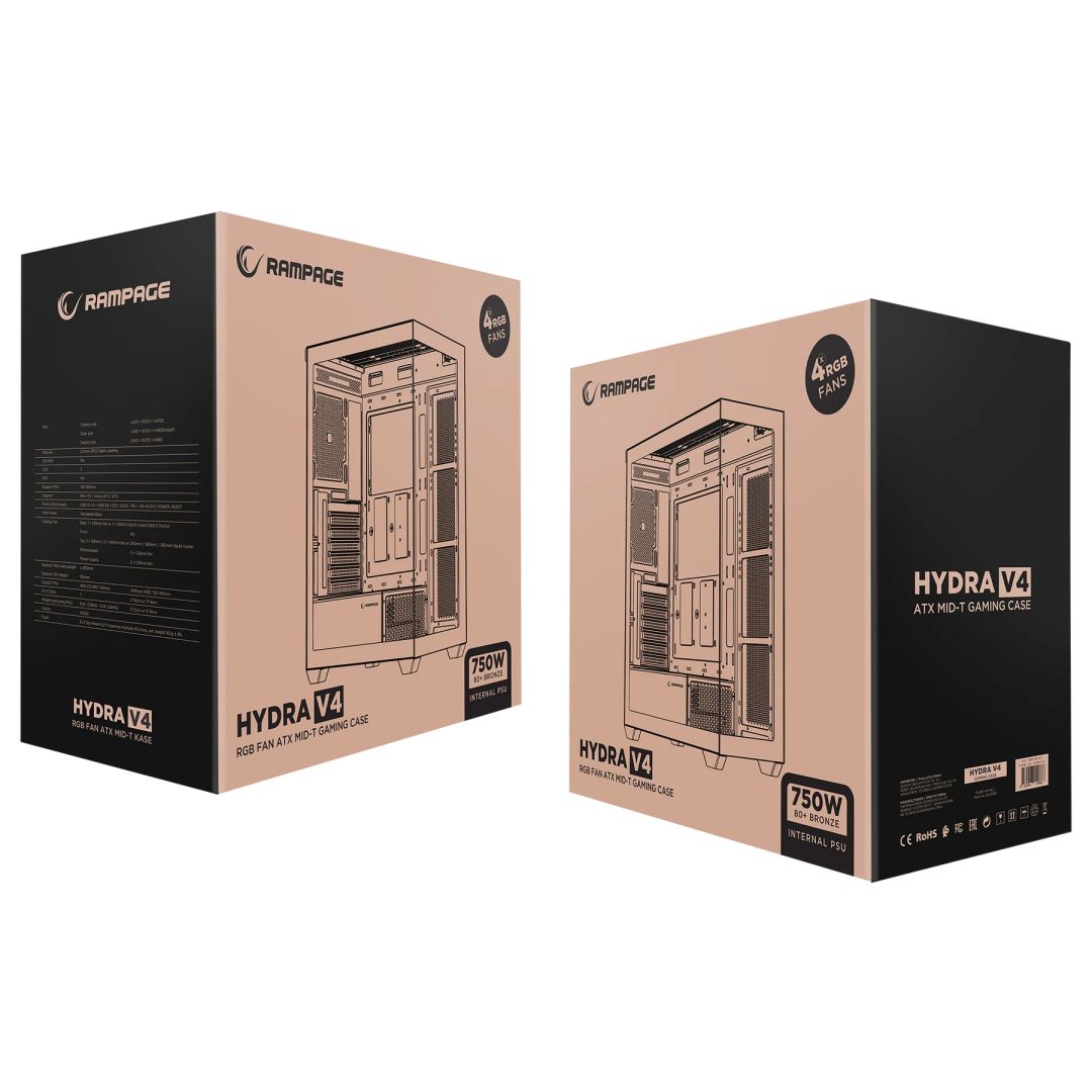 Rampage Hydra V4 RGB Tempered Glass Black