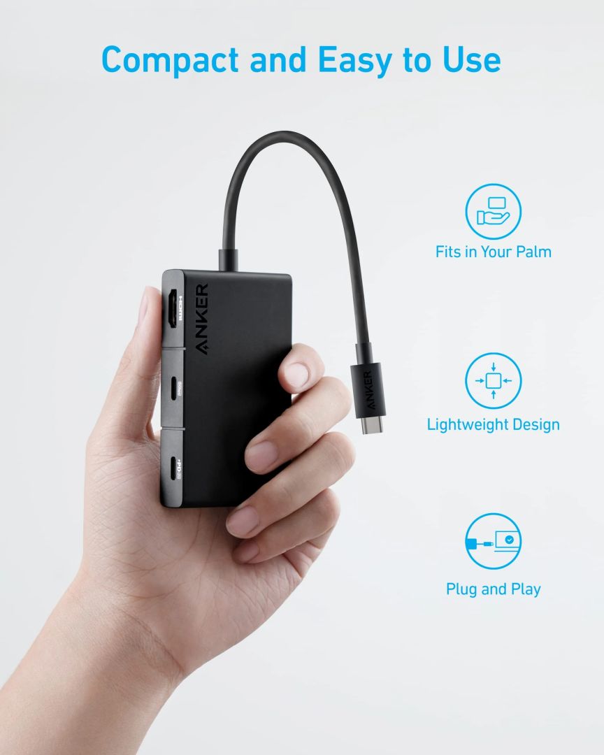 ANKER 332 USB-C Hub (5-in-1) 4K Black