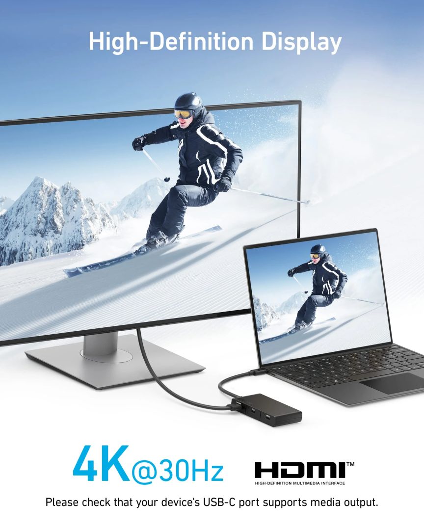 ANKER 332 USB-C Hub (5-in-1) 4K Black