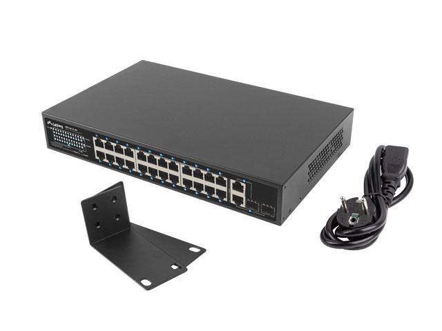 Lanberg 24X 100MB POE+/2X COMBO RACK 19