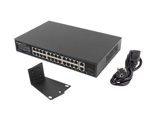 Lanberg 24X 1GB POE+/2X GB 2X SFP RACK 19