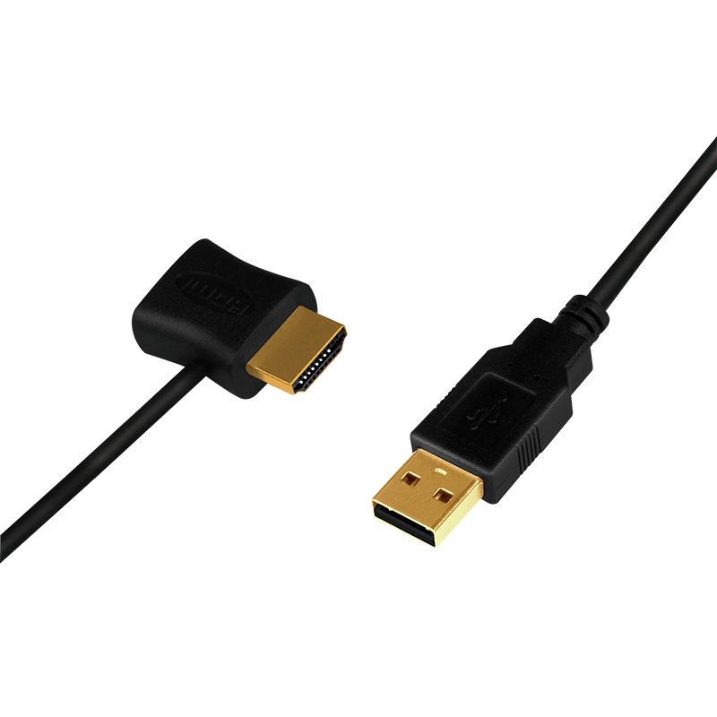 Logilink CH0081 HDMI-Power Adapter USB-A/M to HDMI-A/M + HDMI-A/F cable 0,5m Black