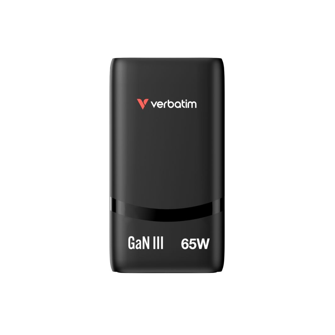 Verbatim Fold 'n' Go GaN Charger 65W 2-Port EU Plug Black