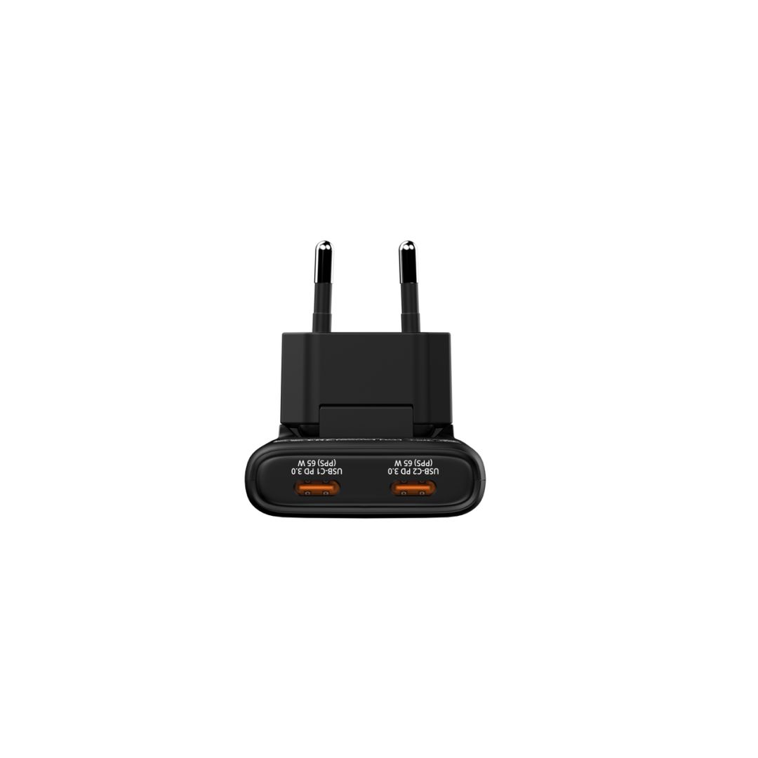 Verbatim Fold 'n' Go GaN Charger 65W 2-Port EU Plug Black