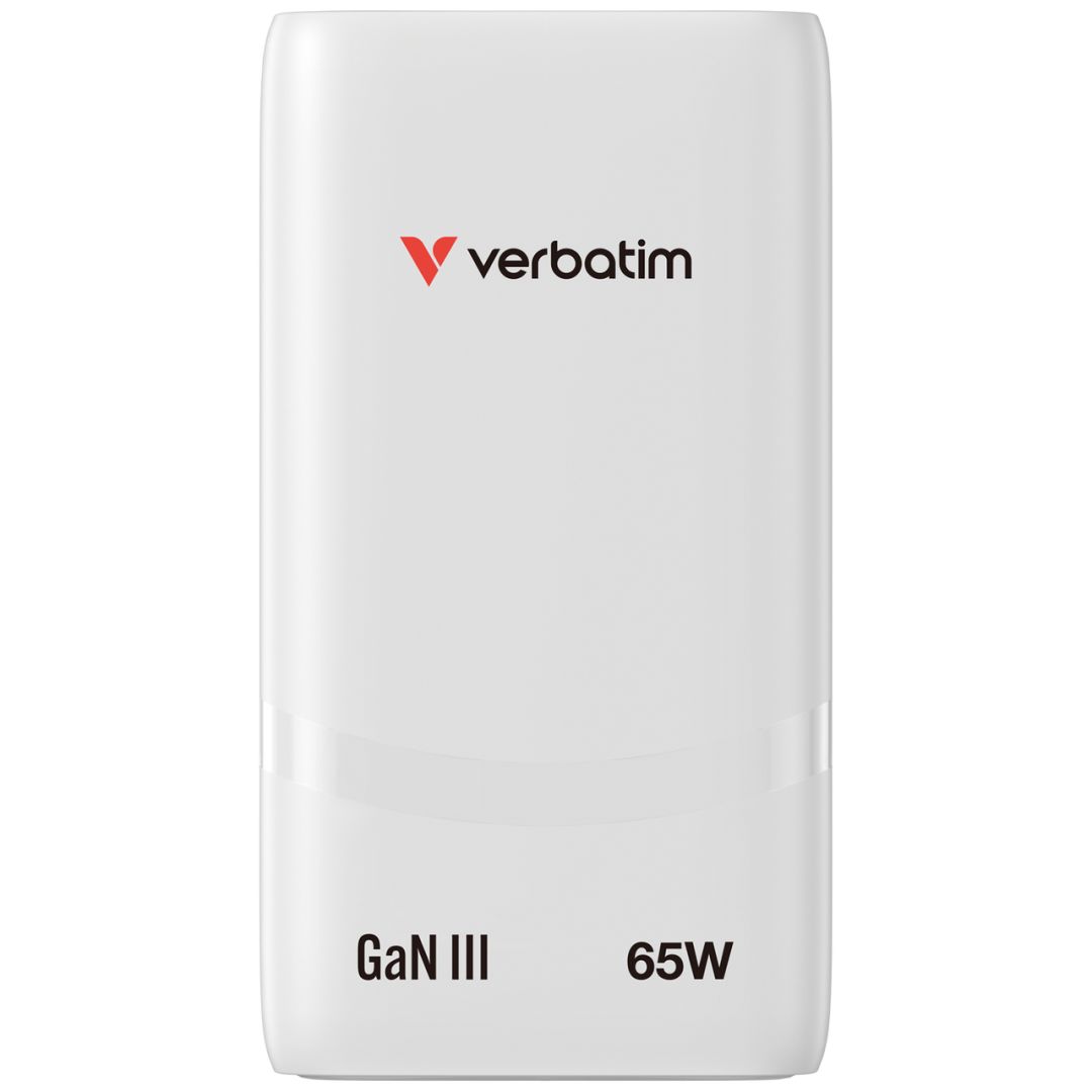 Verbatim Fold ''n'' Go GaN Charger 65W 2-Port EU Plug White