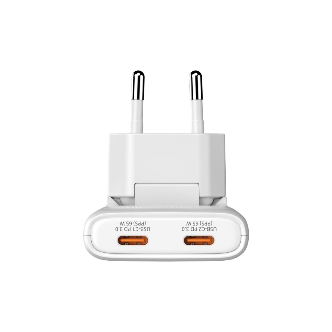 Verbatim Fold ''n'' Go GaN Charger 65W 2-Port EU Plug White