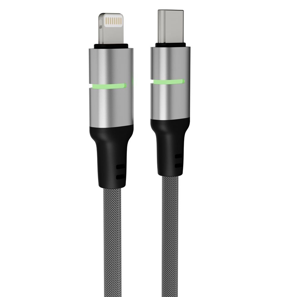 Avax CB635 STEELY LED USB-C - Lightning 1m Black