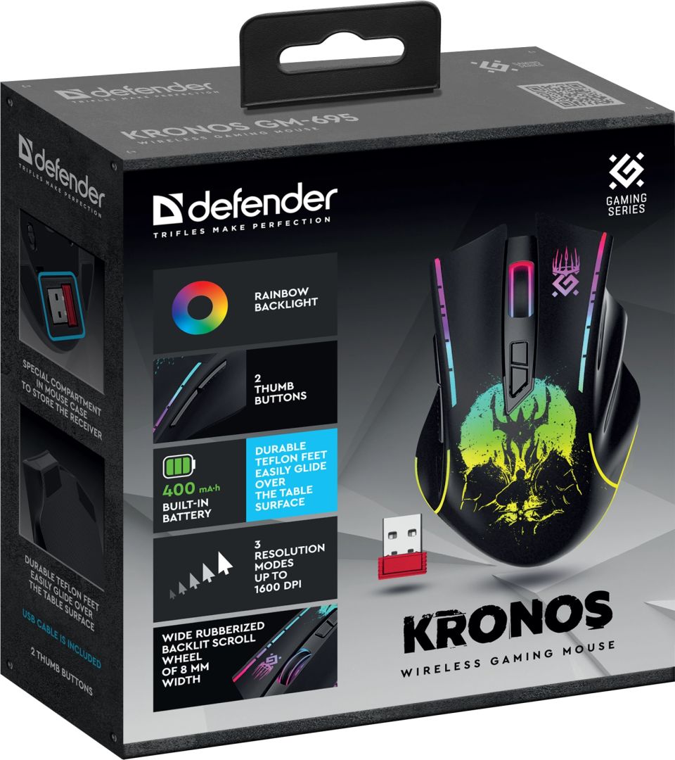 Defender Kronos GM-695 Wireless Gaming Mouse Black