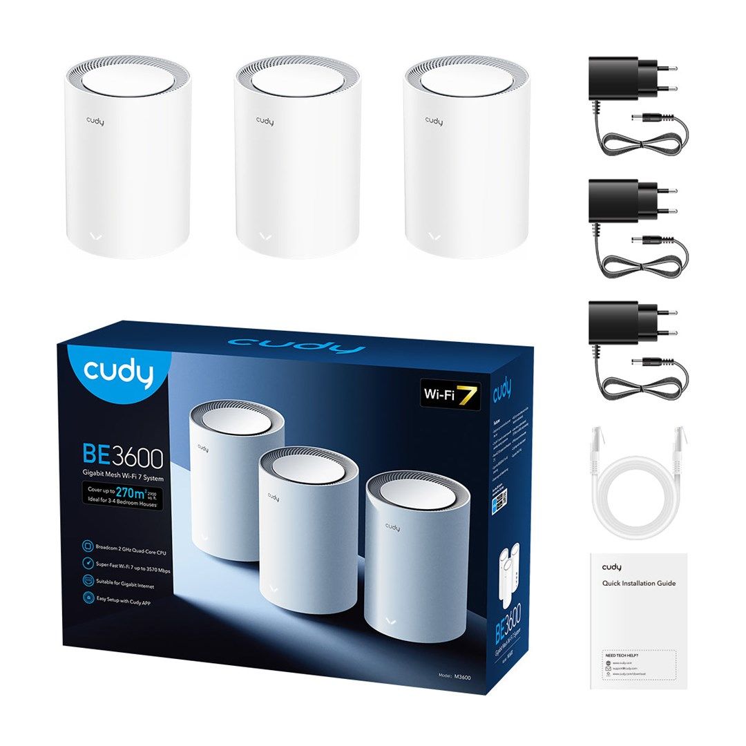 Cudy M3600 BE3600 Gigabit Mesh Wi-Fi System (3-Pack)