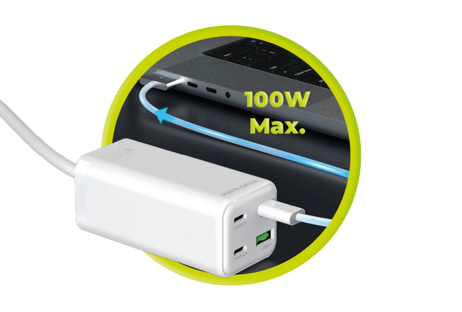 Mobile Origin GaN 100W Compact MultiHub Charger PW18 with 3x USB-C + USB-A