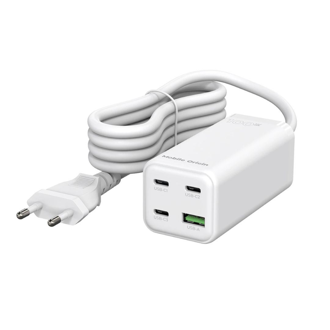 Mobile Origin GaN 100W Compact MultiHub Charger PW18 with 3x USB-C + USB-A