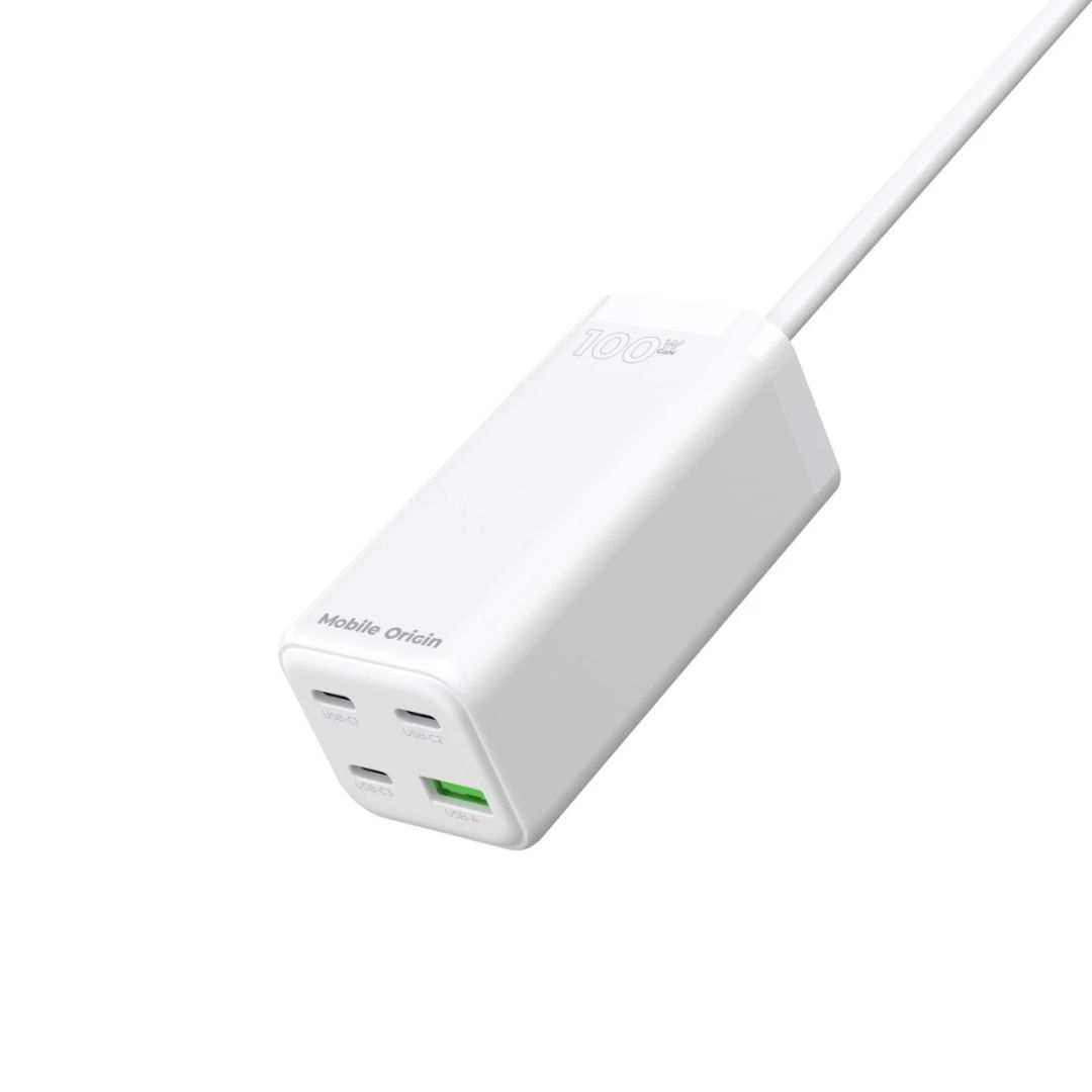 Mobile Origin GaN 100W Compact MultiHub Charger PW18 with 3x USB-C + USB-A
