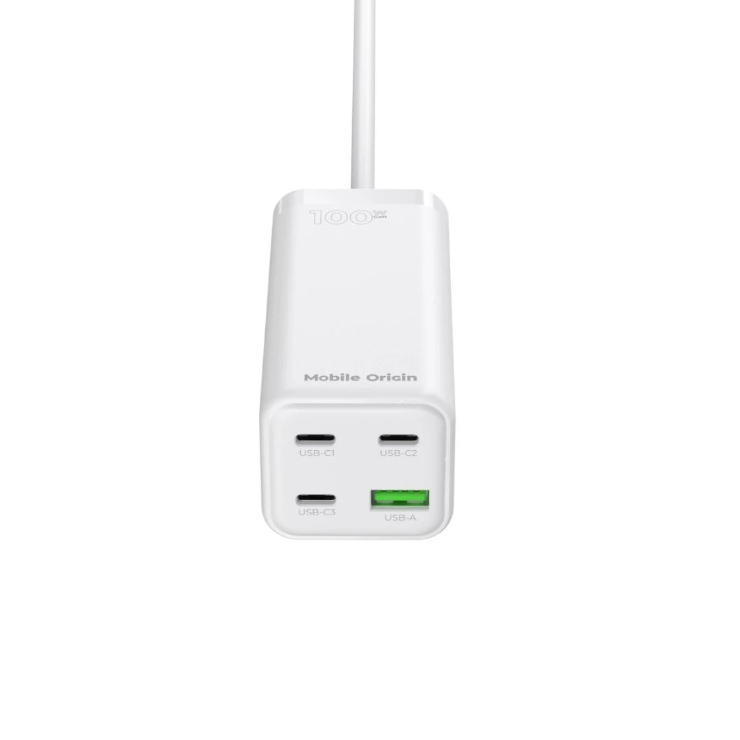 Mobile Origin GaN 100W Compact MultiHub Charger PW18 with 3x USB-C + USB-A
