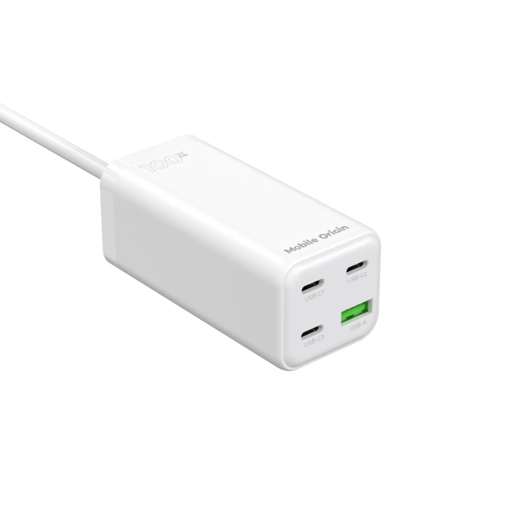 Mobile Origin GaN 100W Compact MultiHub Charger PW18 with 3x USB-C + USB-A