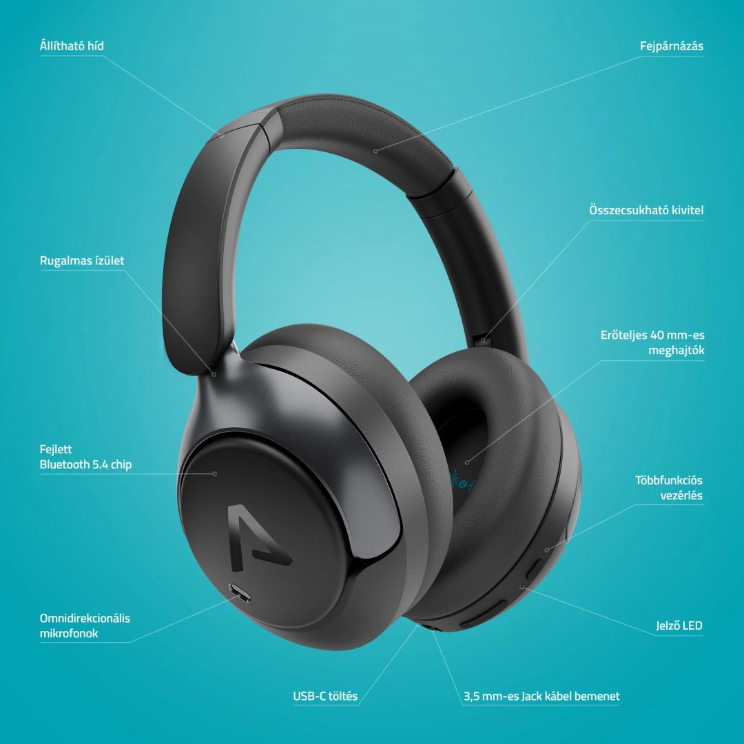 Lamax HighComfort2 ANC Bluetooth Headset Black