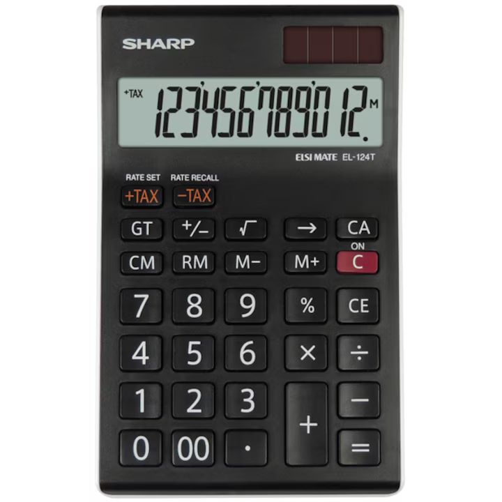 Sharp EL-124TWH Asztali számológép Black
