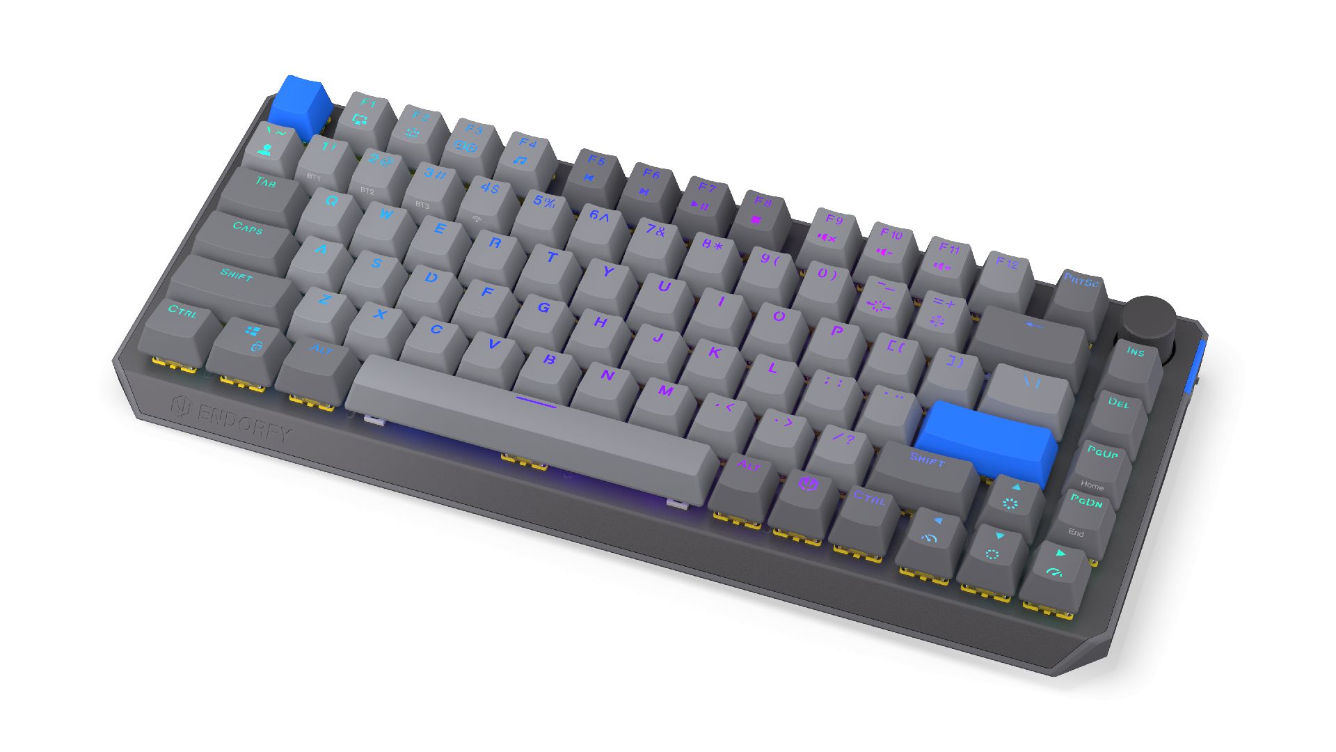 Endorfy Thock V2 75% Wireless Bluetooth Yellow Switch Mechanical Keyboard Grey US