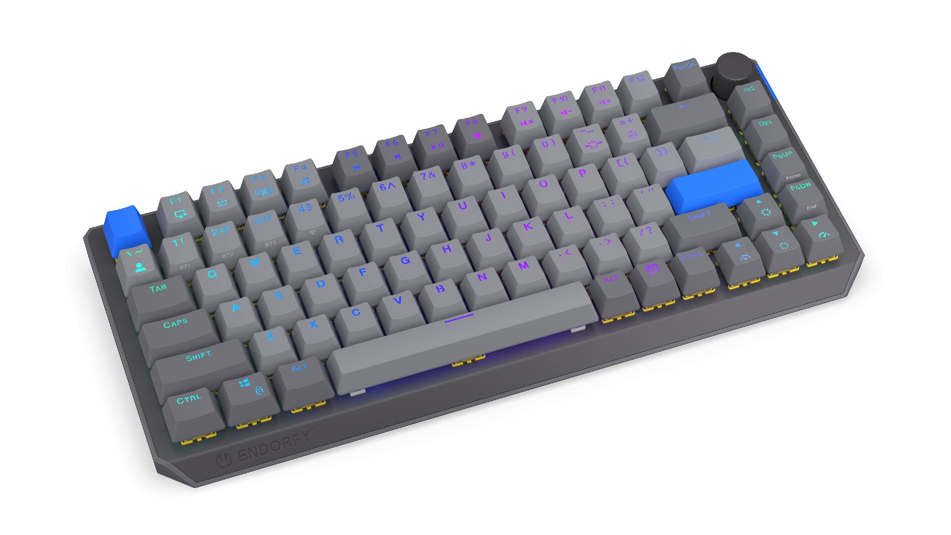 Endorfy Thock V2 75% Wireless Bluetooth Yellow Switch Mechanical Keyboard Grey US