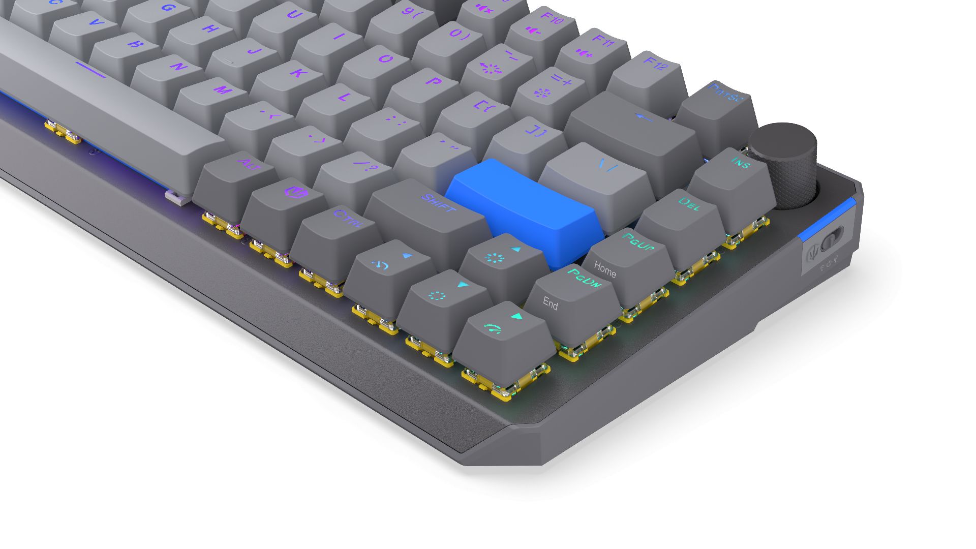 Endorfy Thock V2 75% Wireless Bluetooth Yellow Switch Mechanical Keyboard Grey US