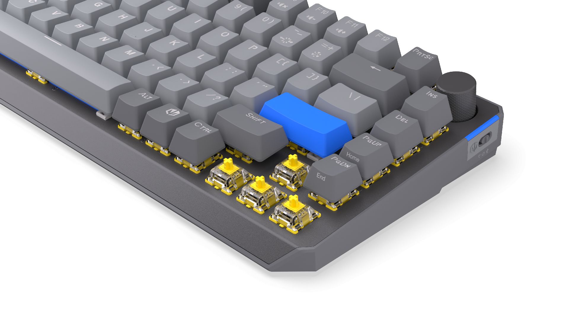 Endorfy Thock V2 75% Wireless Bluetooth Yellow Switch Mechanical Keyboard Grey US