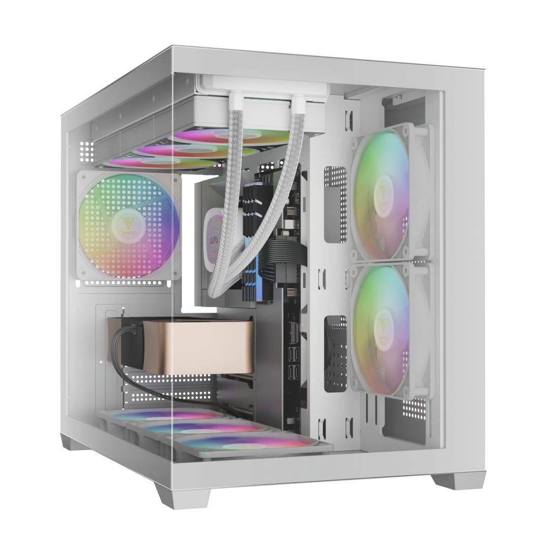 Gamdias Aura GC10M V2 WH ARGB Tempered Glass White