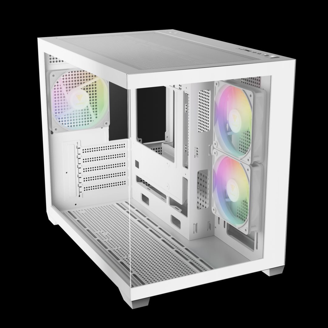 Gamdias Aura GC10M V2 WH ARGB Tempered Glass White