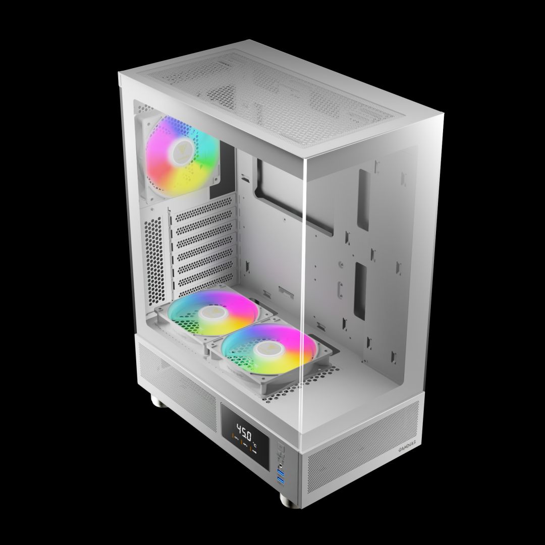 Gamdias Atlas E1 ARGB Tempered Glass White
