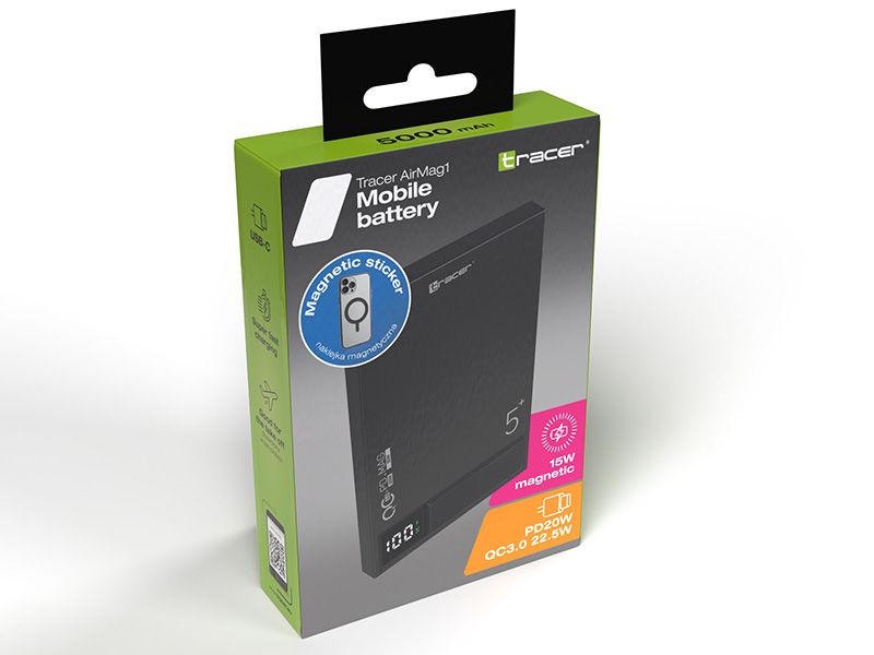 Tracer AirMag1 5000mAh PowerBank Black