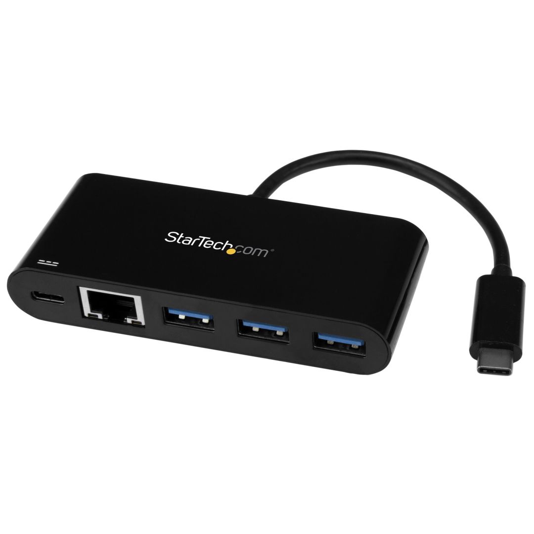 Startech 3 Port USB-C Hub with Gigabit Ethernet & 60W Power Delivery Passthrough Laptop Charging