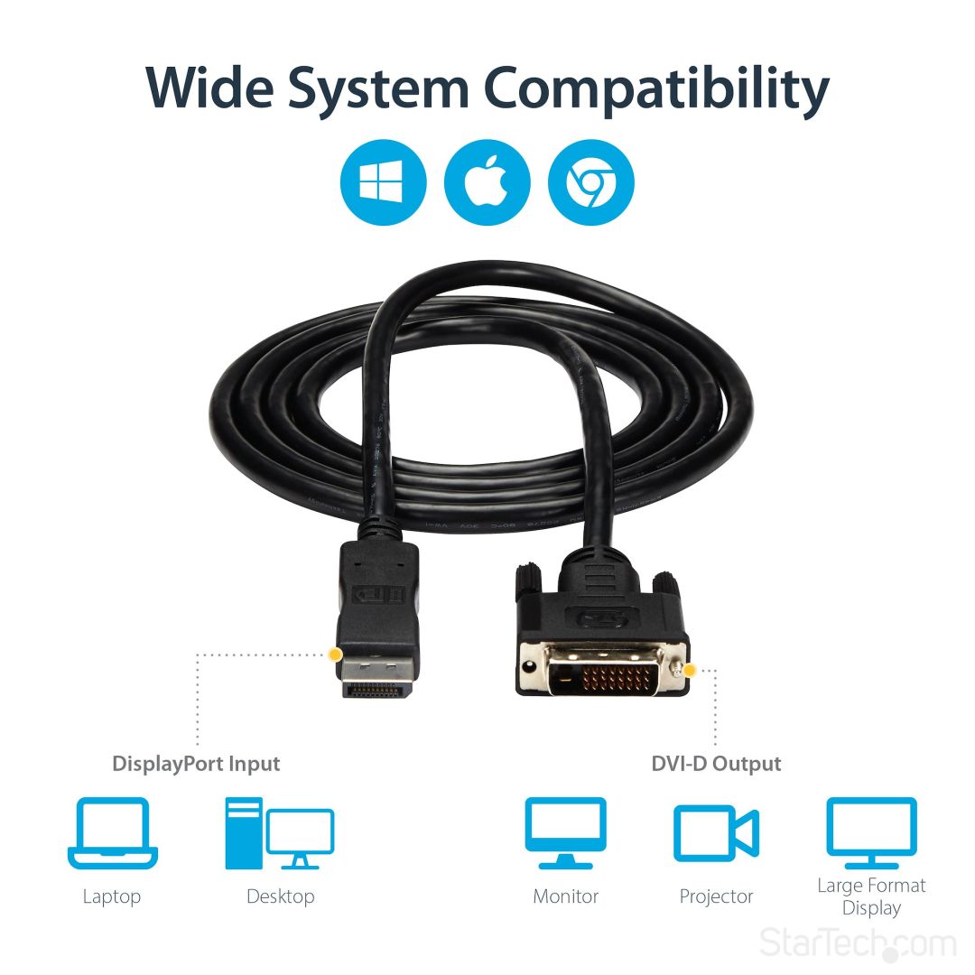 Startech DisplayPort to DVI-D Cable Single Link 3m Black