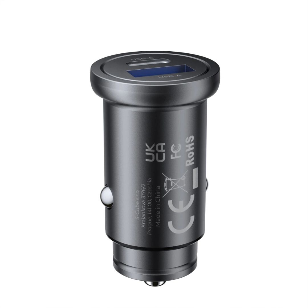 Mobile Origin Metal Car Charger 30W CA12 USB-C, USB-A Black