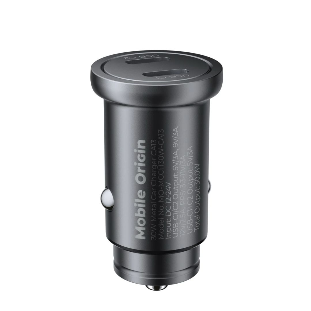 Mobile Origin Metal Car Charger 30W CA13, 2x USB-C Black
