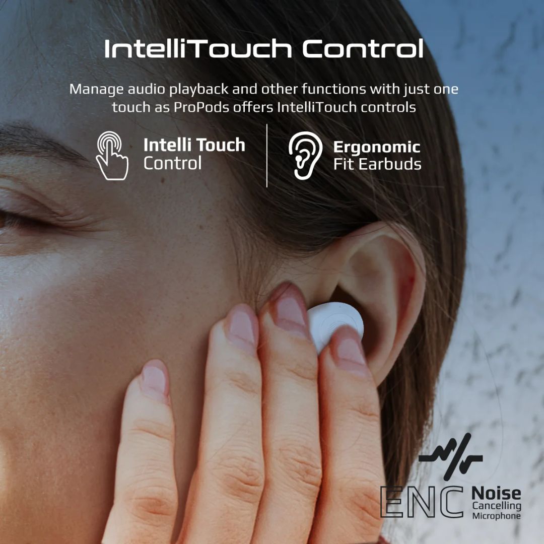 Promate  ProPods High-Definition ANC TWS Earphones with intellitouch Headset White