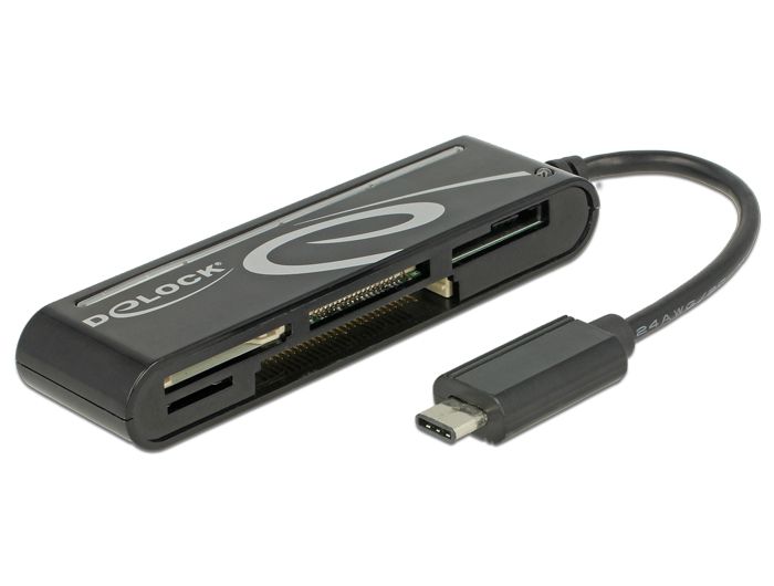 DeLock USB 2.0 USB Type-C male 5 Slots Card Reader Black