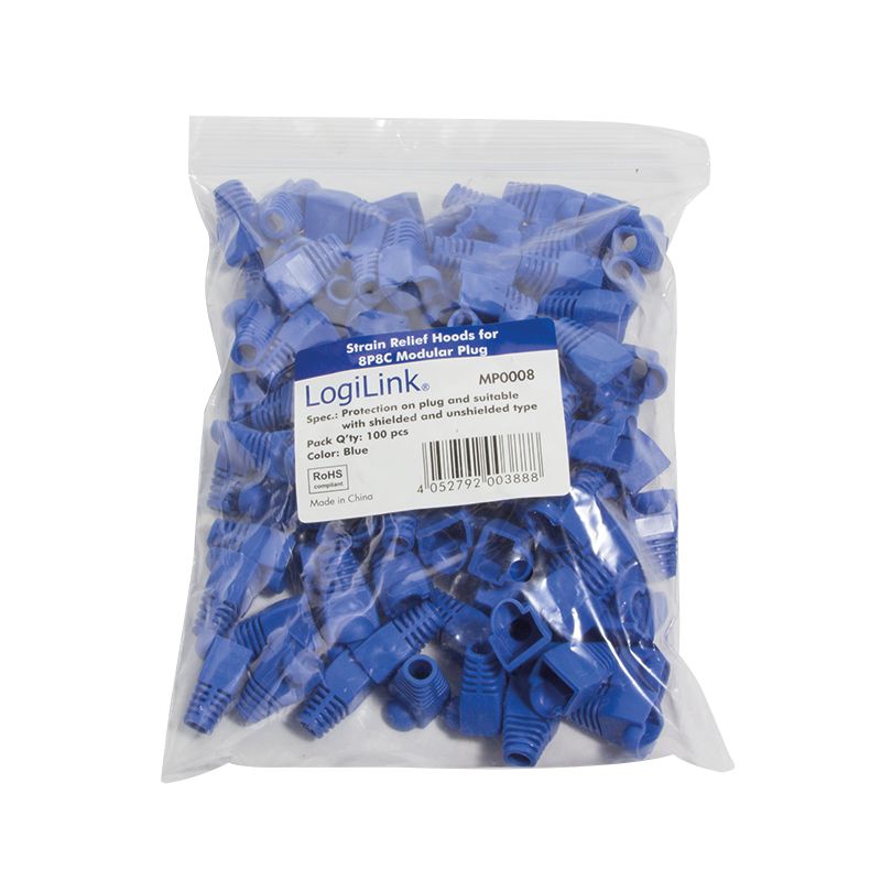 Logilink Strain Relief Hoods for Modular Plugs 100db Blue