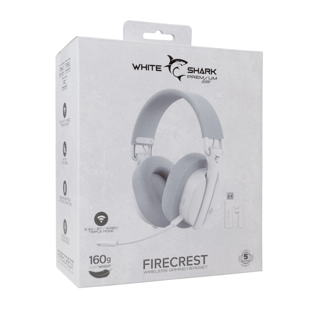 White Shark WGH-2444W FireCrest Wireless Bluetooth Gaming Headset White
