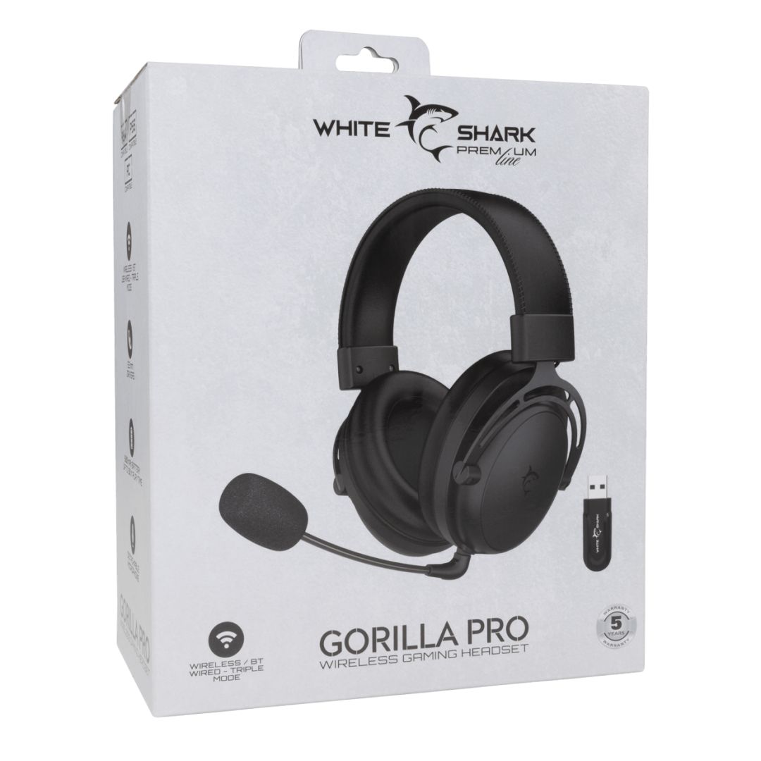 White Shark Gorilla Pro Wireless Bluetooth Gaming Headset Black