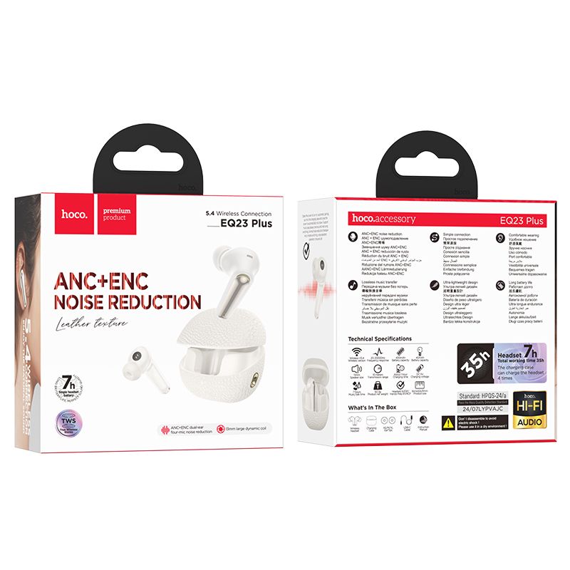 Hoco EQ23 PLUS II Bluetooth Headset Milky White