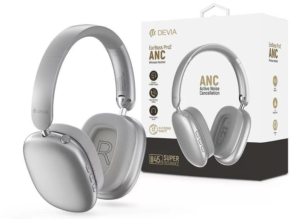 Devia ST121836 EarBass Pro2 ANC Bluetooth Headset Silver