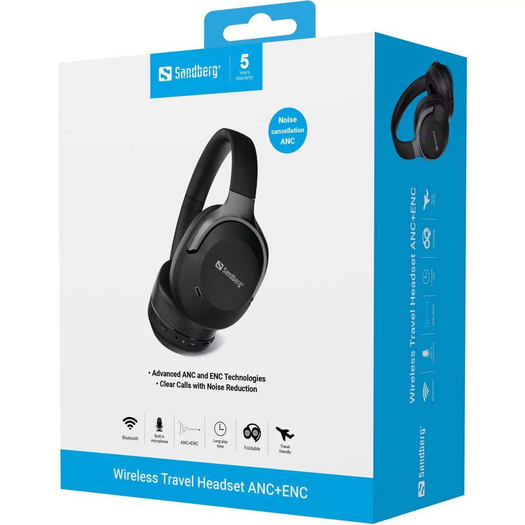 Sandberg Travel ANC+ENC Bluetooth Headset Black