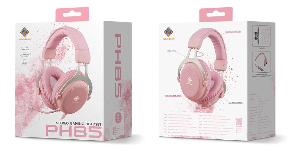 Deltaco PH85 Gaming Headset Pink