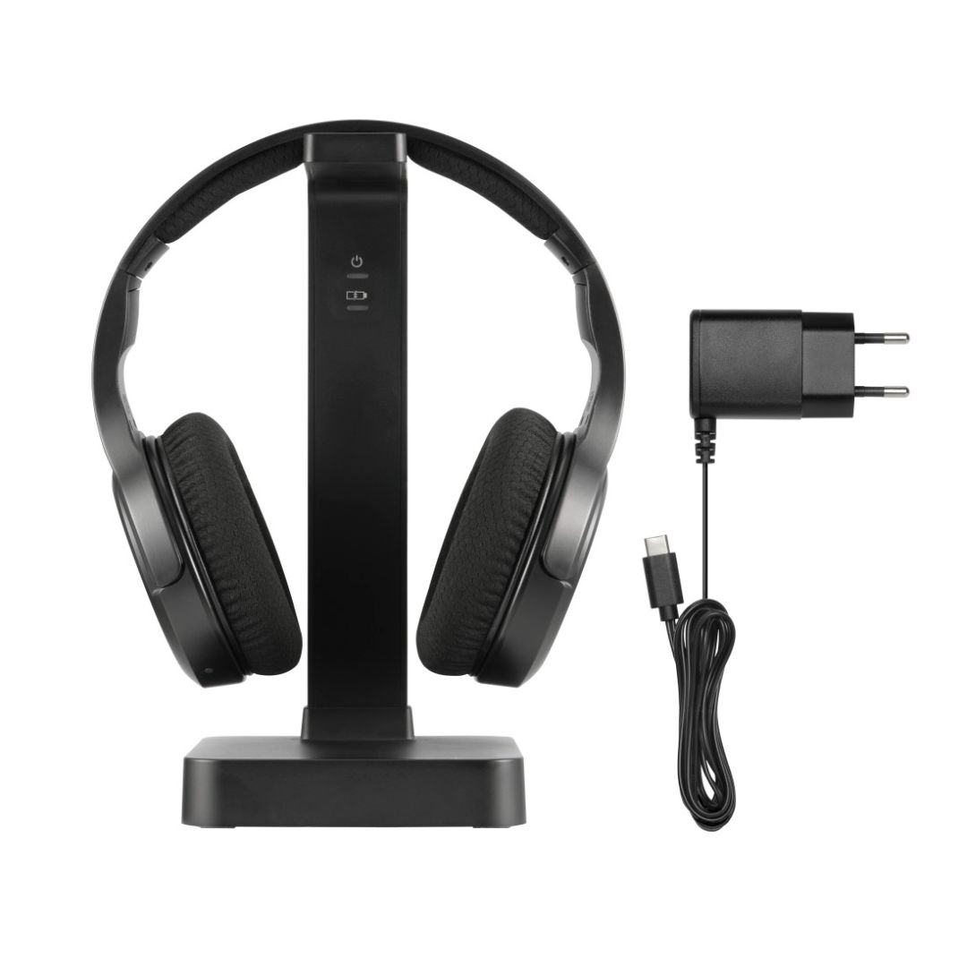 Hama TV Headphones, Wireless Bluetooth Headset + Stand Black