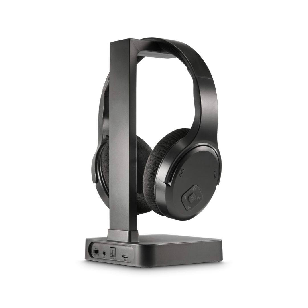 Hama TV Headphones, Wireless Bluetooth Headset + Stand Black